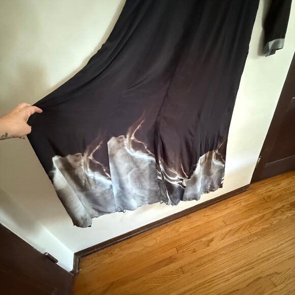 BL-NK London | Black and Gray Long Sleeve Maxi Shirtdress | Large - Picture 5 of 7